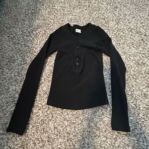 Hollister Black Long Sleeve Henley Top